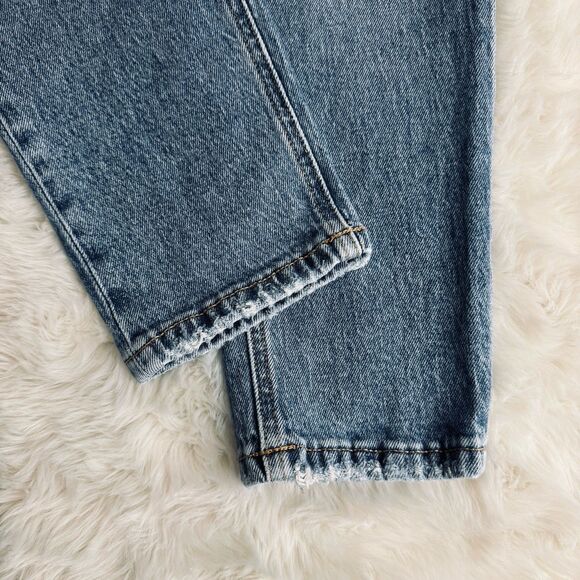Edgely 90s Taper High Rise Jeans 6 Short (28x27) Blue Distressed Denim Womens - Picture 11 of 13